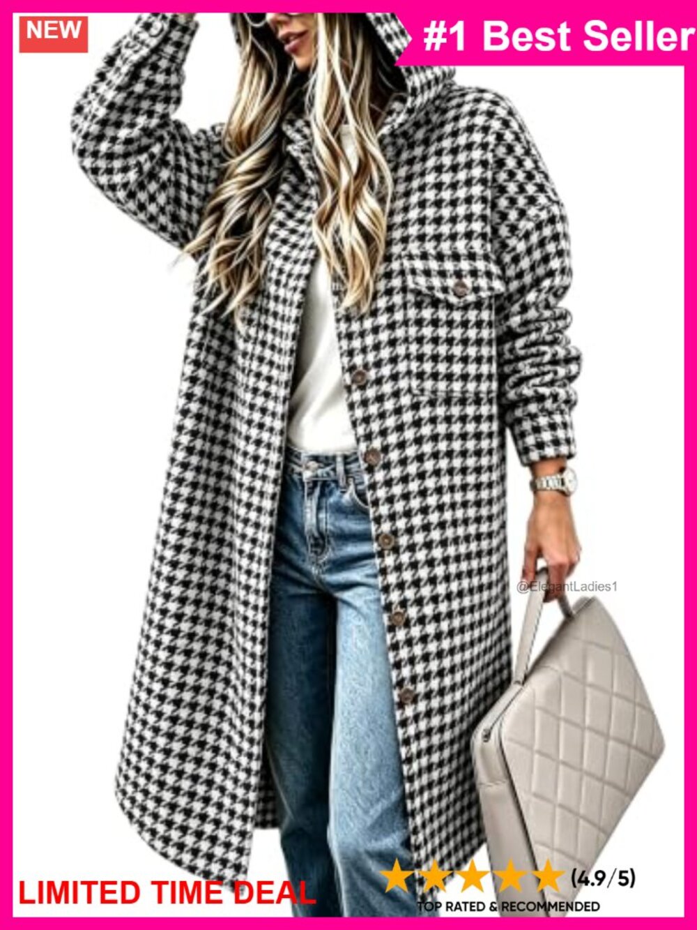 CHICZONE Womens Long Plaid Flannel Hooded Shacket Jacket